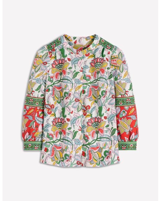 Boden Multicolor Alicia Linen Top-Multi, Botanical Trail
