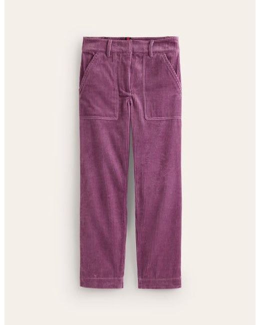 Boden Purple Tapered Cord Cargo Trousers