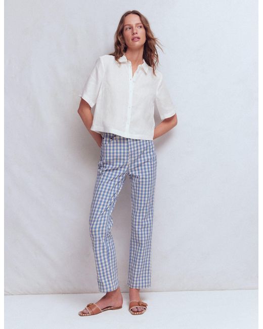 Boden White Short Sleeve Linen Shirt
