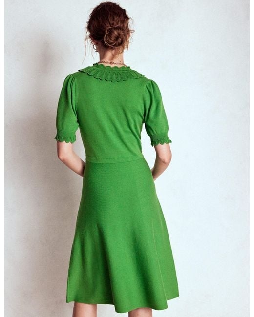 Boden Green Melina Ruffle Knitted Dress