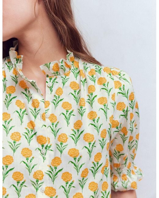 Boden Multicolor Heather Smocked Sleeve Top