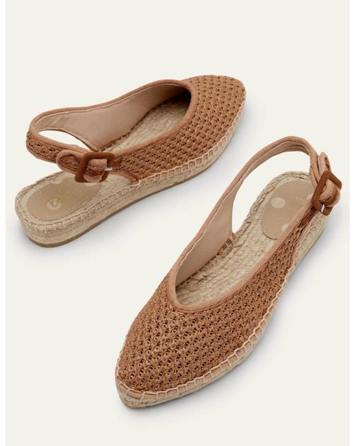 Boden Brown Slingback Espadrille Sandals Woven Tan