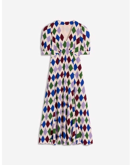 Boden White Rosie Godet Tea Dress-Multi, Oriental Paradise