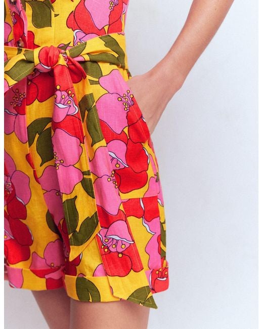 Boden Multicolor Kay Linen Playsuit