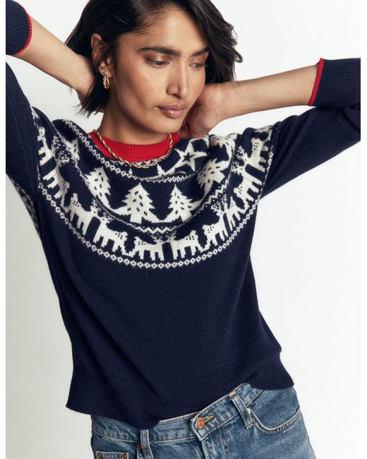 Boden Blue Edie Fair Isle Sweater