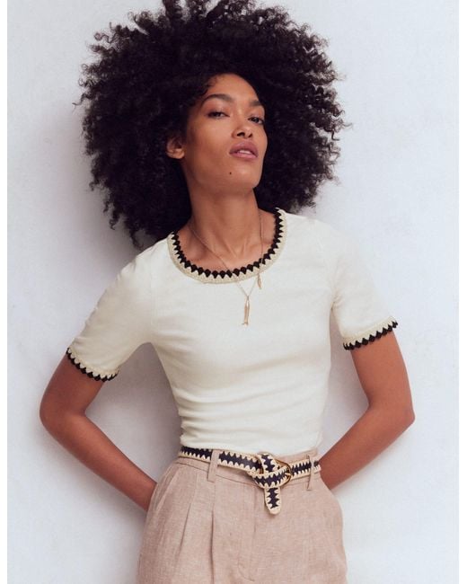 Boden White Maddie Trim Detail T-Shirt