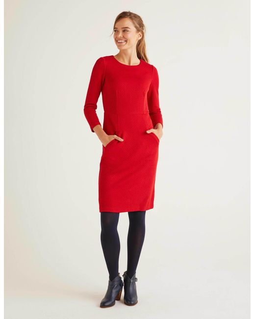 Boden Red Agnes Jacquard Dress