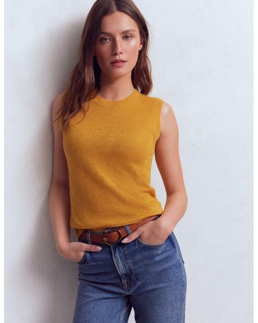 Boden Blue Agnes Linen Tank