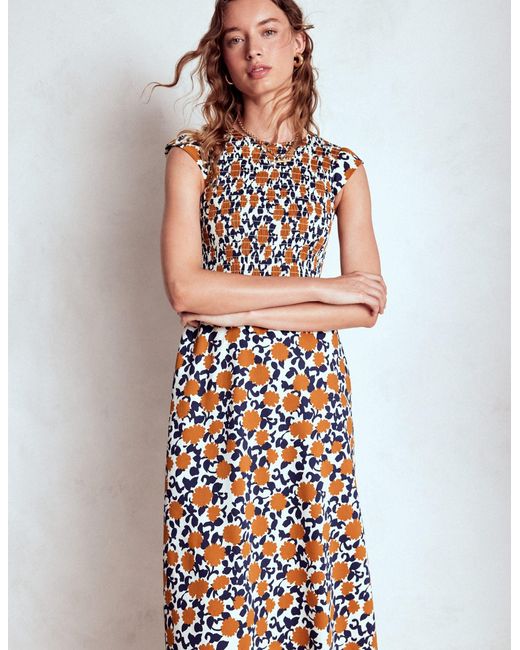 Boden Multicolor Carolina Smocked Midi Dress