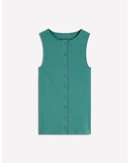 Boden Blue Evie Button Through Rib Vest Top