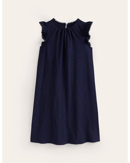 Boden Blue Georgina Pom Ruffle Dress Damen