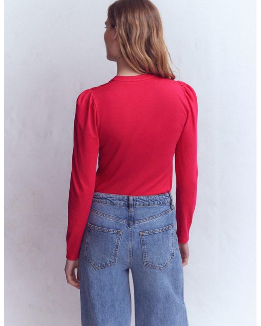Boden Red Supersoft Open Neck Henley