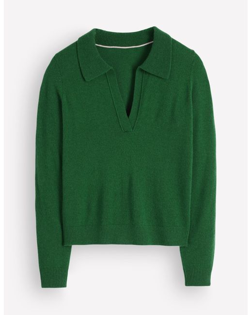 Boden Green Elsie Cashmere Henley Jumper