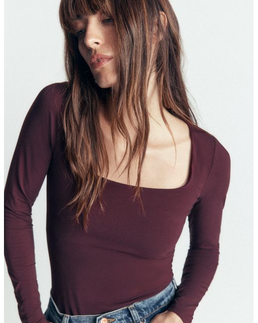 Boden Blue Double Layer Square Neck Top
