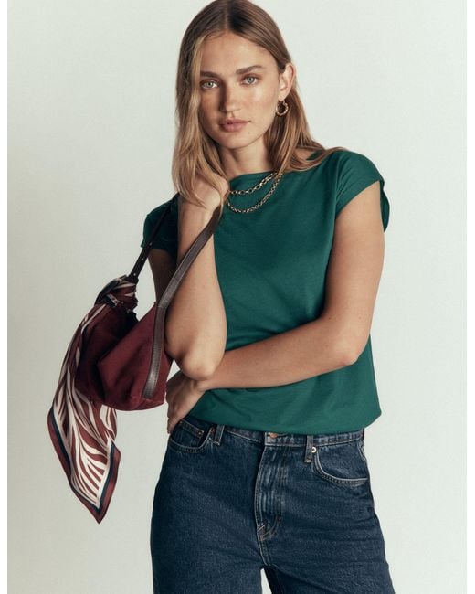 Boden Green Supersoft Slash Neck T-Shirt