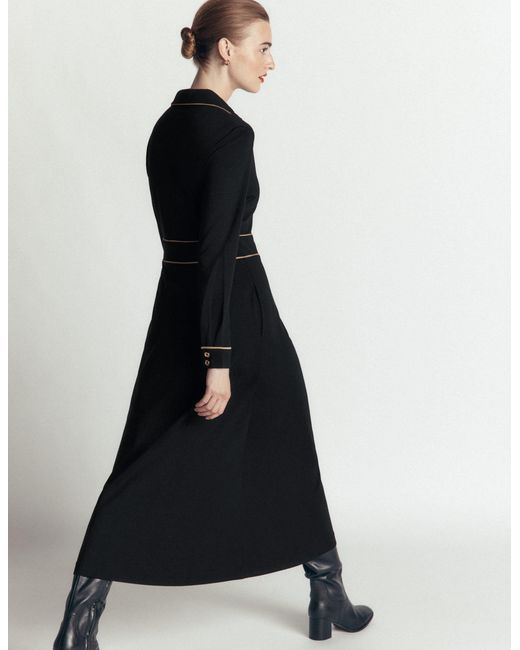 Boden Black Etta Piping Detail Ponte Dress