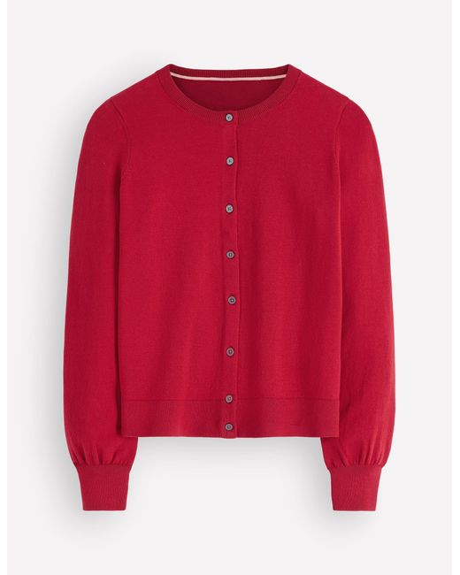 Boden Red Camilla Cotton Crew Cardigan