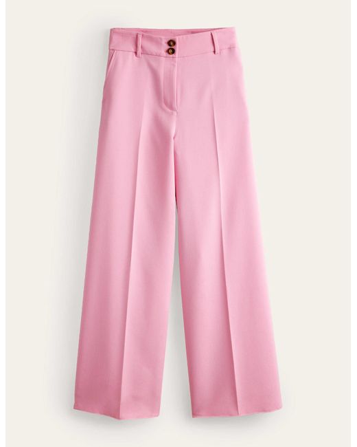 Boden High Rise Wide Leg Pants in Pink | Lyst