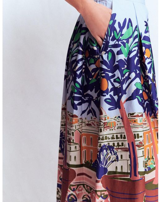 Boden Blue Verity Sateen Skirt