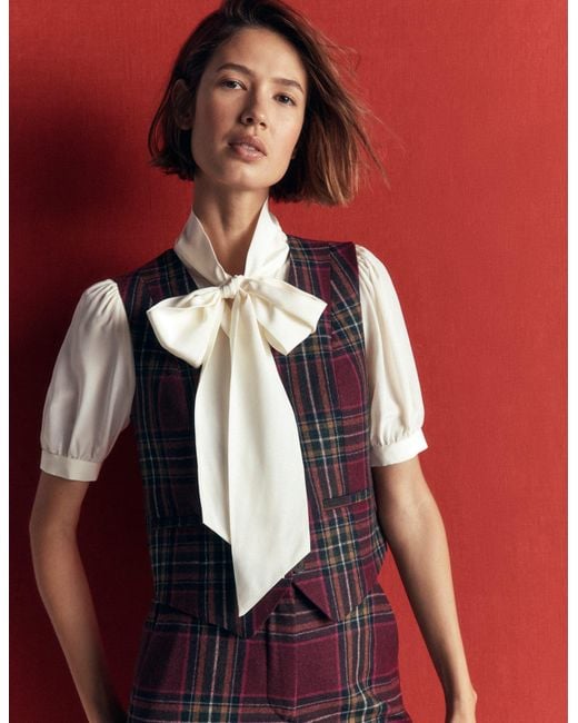 Boden Red V Neck Wool Blend Waistcoat