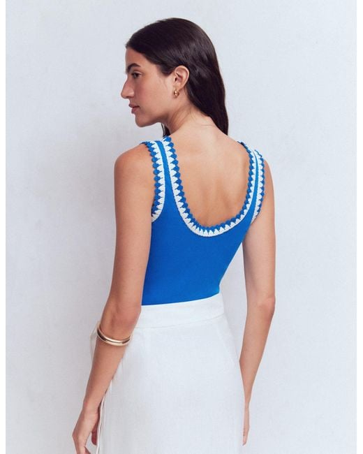 Boden Blue Maddie Trim Detail Vest Top