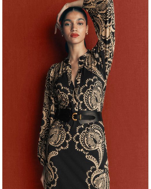 Boden Metallic Eli Belted Jersey Midi Dress