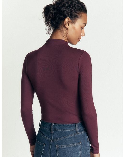 Boden Purple Tia Ruched High Neck Top