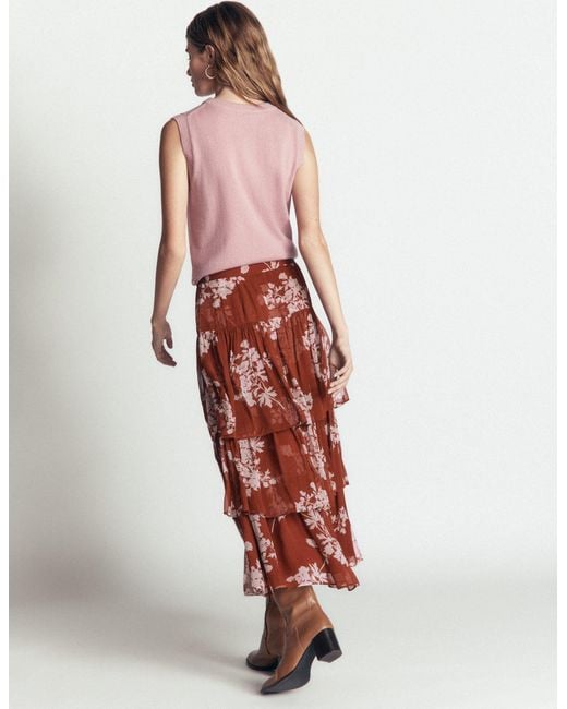 Boden Tiered Ruffle Midi Skirt
