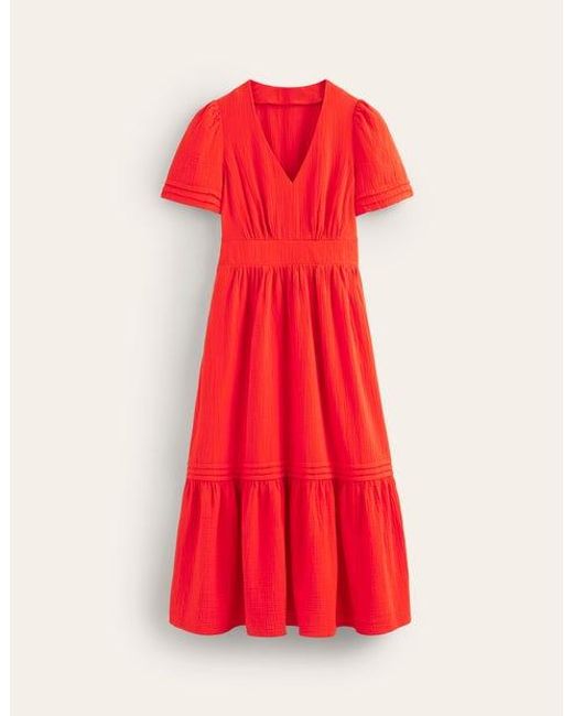 Boden Red Eve Double Cloth Midi Dress