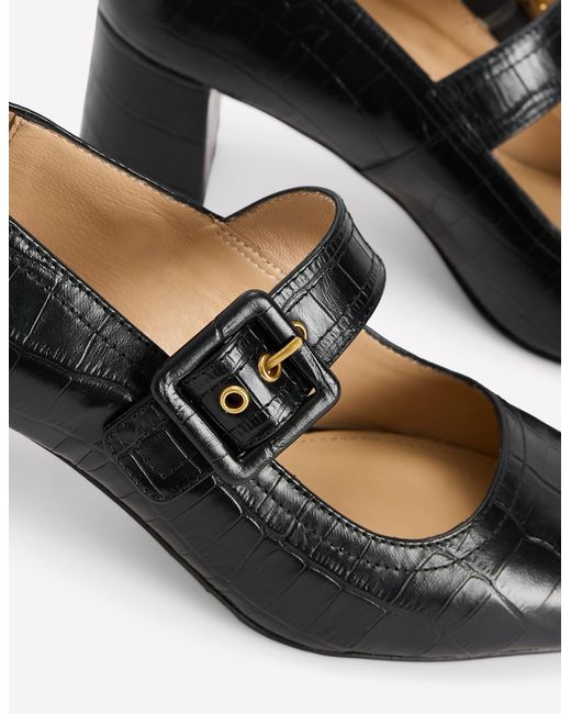 Boden Black Buckle Strap Block Heels