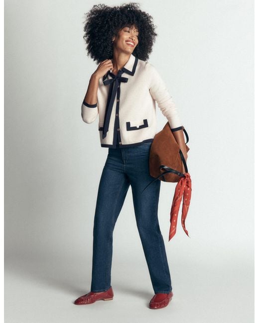 Boden White Elizabeth Bow Knitted Jacket