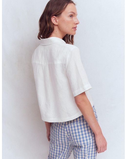 Boden White Short Sleeve Linen Shirt