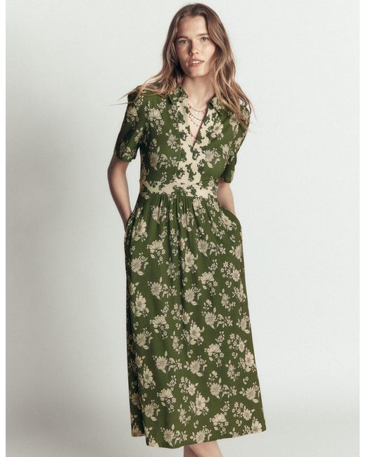 Boden Green Heidi Jersey Midi Tea Dress