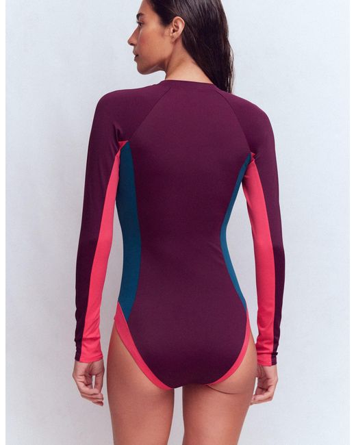 Boden Purple Rash Guard Swimsuit