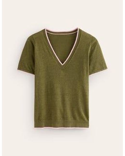 Boden Green maggie V-neck Linen T-shirt