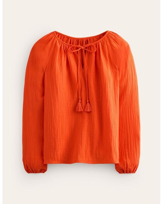 Boden Orange Serena Double Cloth Blouse