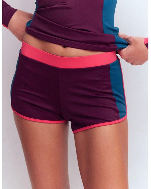 Boden Purple Rash Guard Swim Shorts