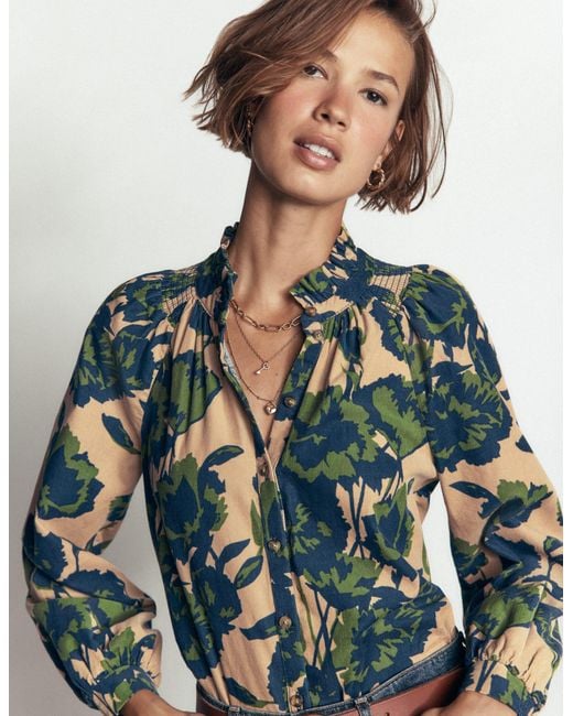 Boden Blue Erica Frill Cord Top