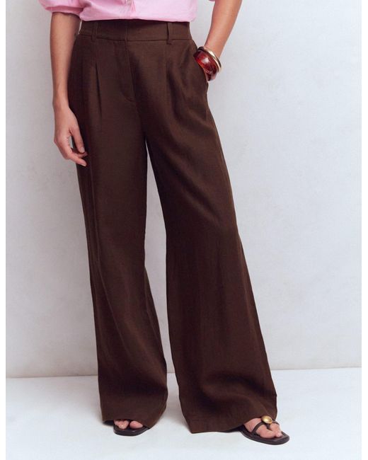 Boden White Kensington Linen Trousers