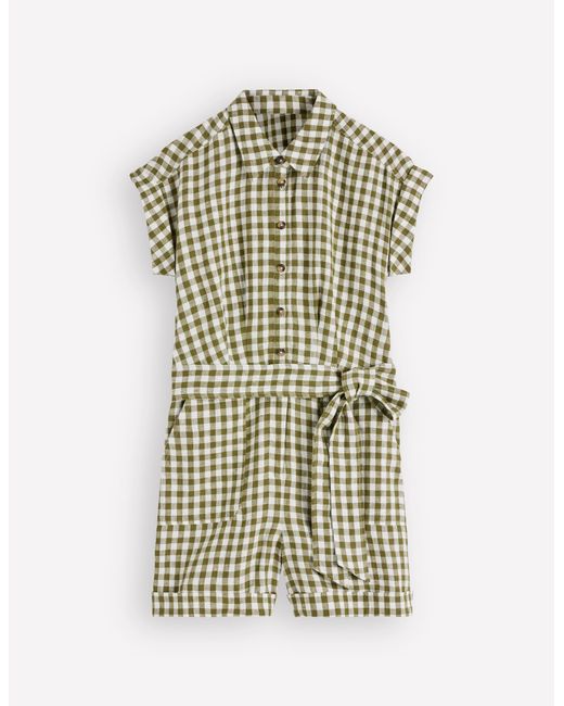 Boden Green Kay Linen Playsuit