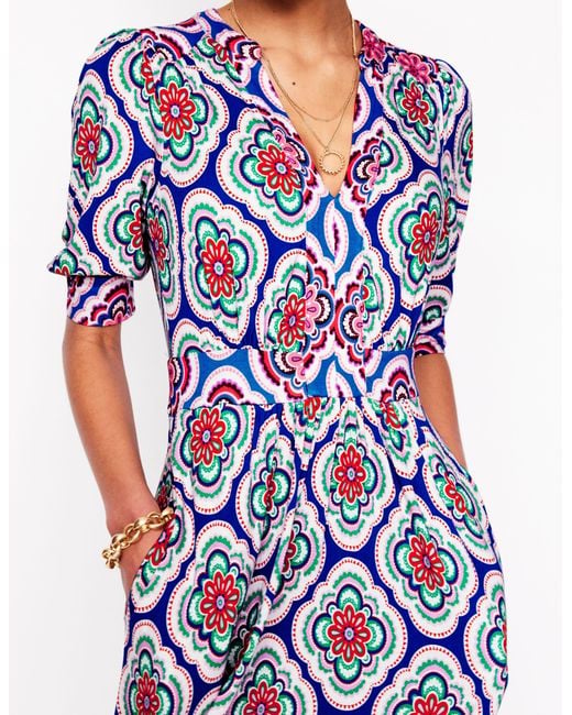 Boden White Lily Jersey Midi Tea Dress