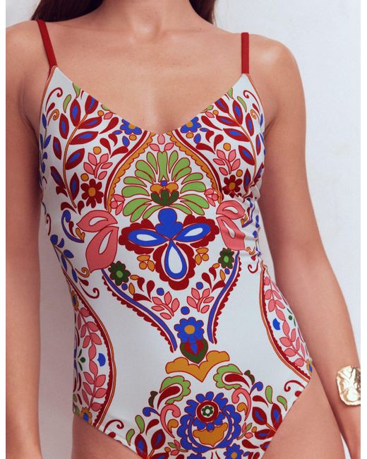 Boden White Palermo V Swimsuit