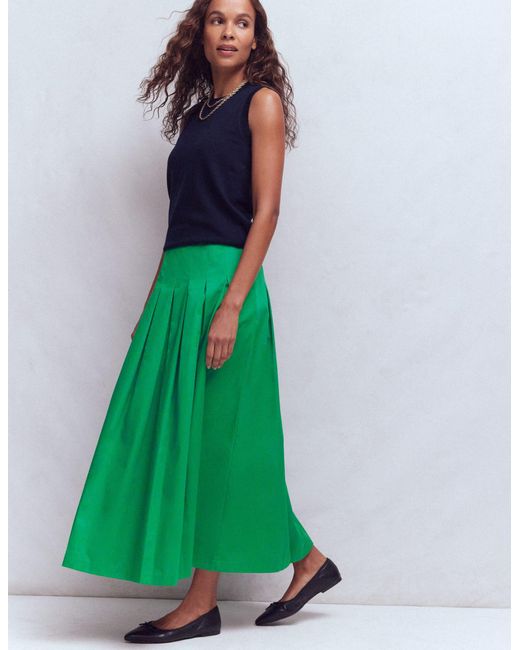 Boden Green Valentina Sateen Skirt