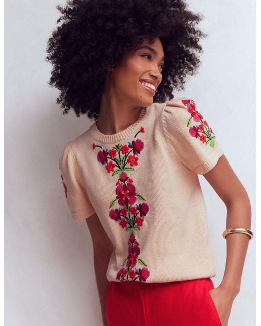 Boden Red Monica Knitted T-Shirt