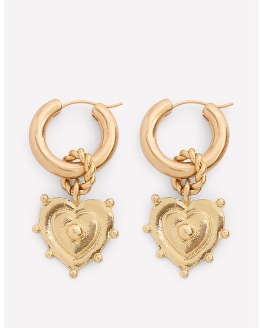 Boden Metallic Heart Charm Earrings