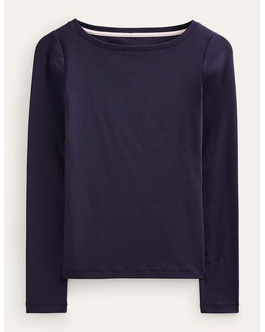 Boden Blue Essential Boat-neck Jersey Top