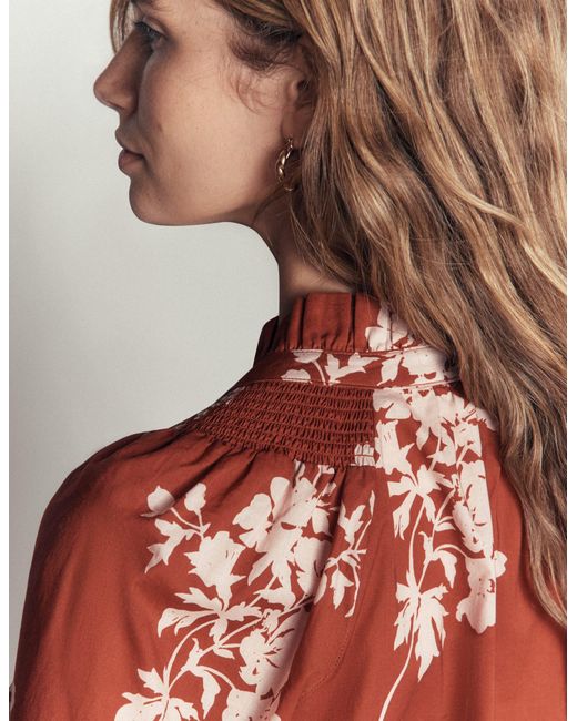 Boden Red Erica Cotton Frill Top