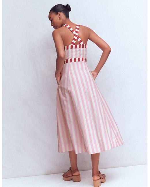 Boden Pink Cross-Back Linen Blend Dress