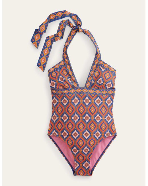 Boden Ithaca Halter Swimsuit Vermillion in Pink Lyst