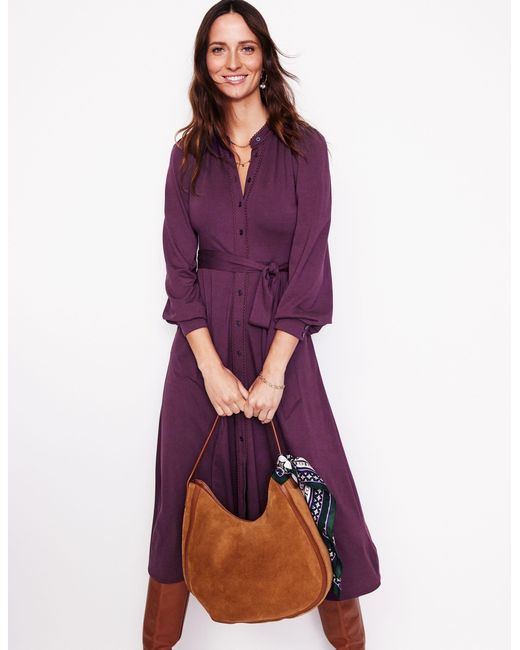 Boden Purple Rowena Trim Jersey Shirt Dressdamson
